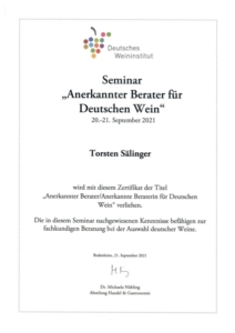 Anerkannter Berater für Deutschen Wein